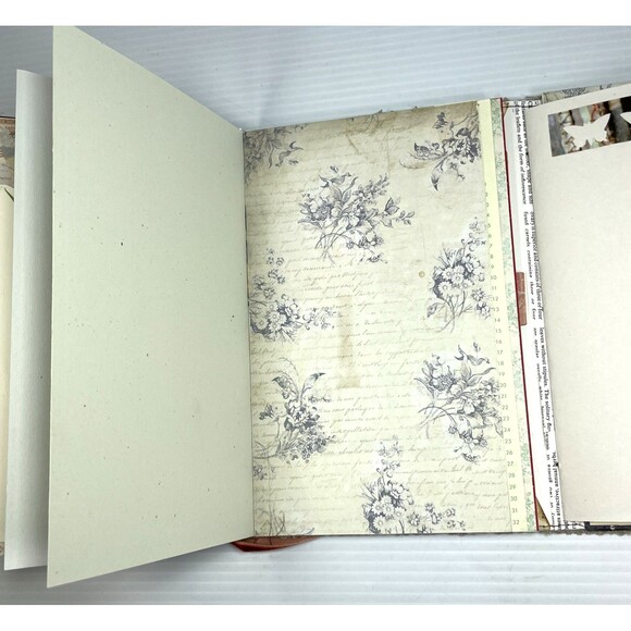 Junk Journal  Folio Waterfall Pages Altered Paper Sampler Booklet Fabric Cover - Picture 15 of 16